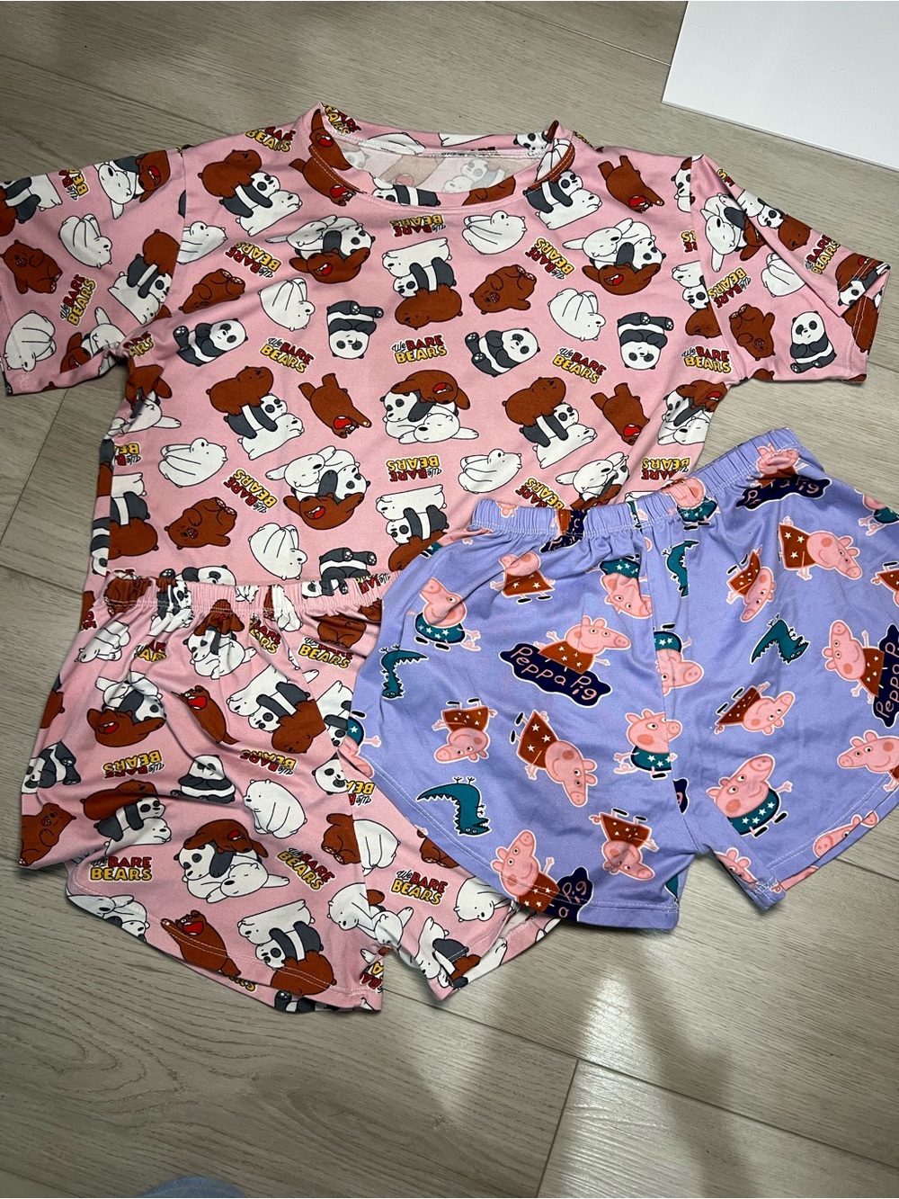 Kids Pink 'We Bare Bears' Short Pajama Set - Playful Cartoon Sleepwear